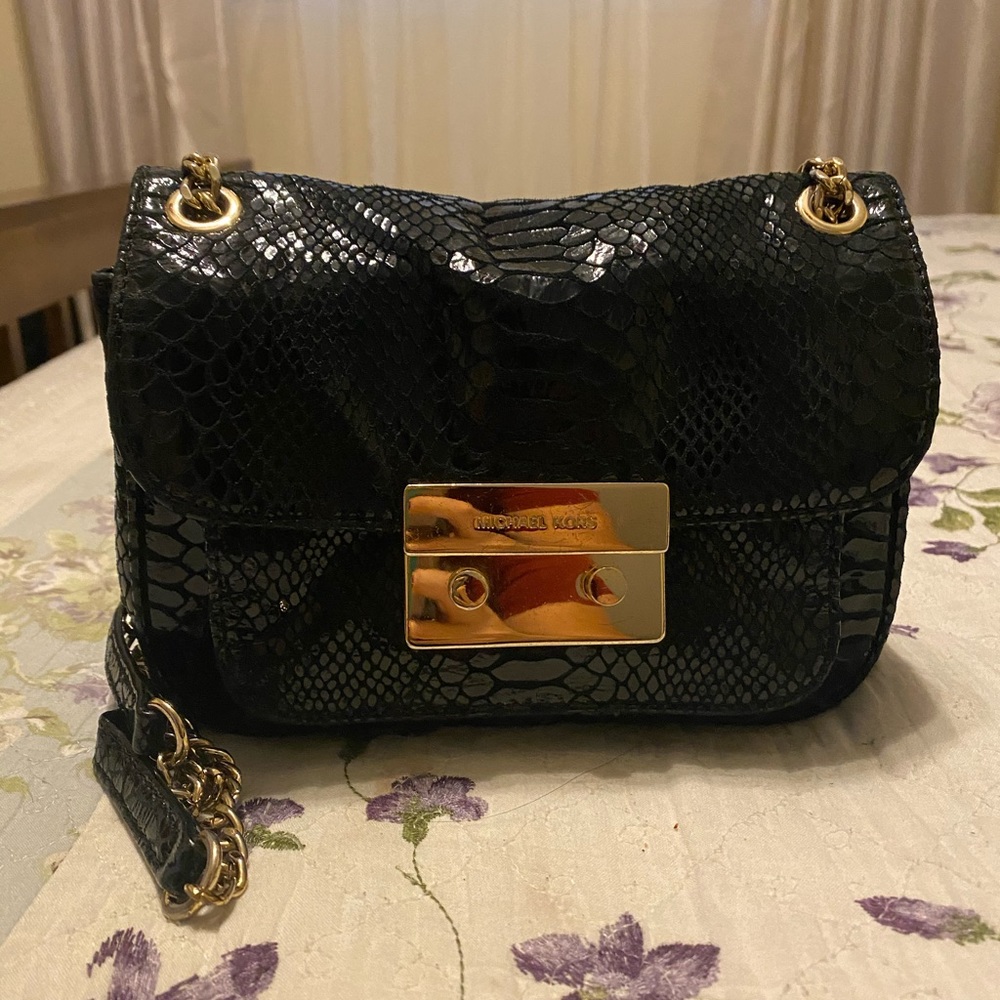 Michael Kors Sloan Python skin crossbody, Black